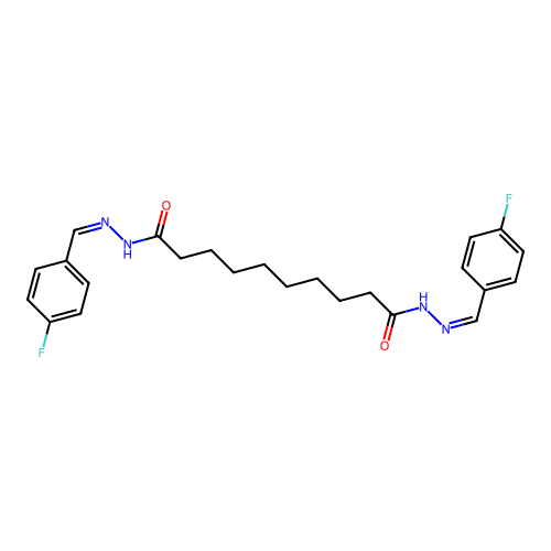 (N'10Z,N'1Z)-N'1,N'10-bis(4-fluorobenzylidene)decanedihydrazide structure