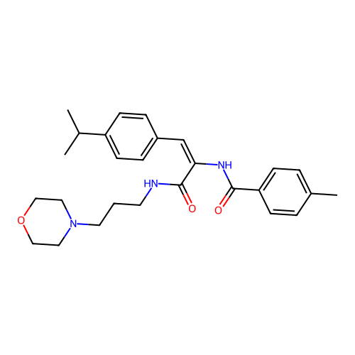 (E)-N-(1-(4-isopropylphenyl)-3-((3-morpholinopropyl)amino)-3-oxoprop-1-en-2-yl)-4-methylbenzamide structure
