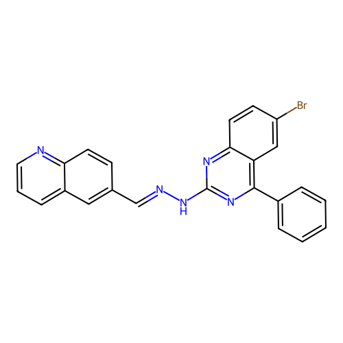 6-bromo-4-phenyl-2-[(2E)-2-(quinolin-6-ylmethylidene)hydrazinyl]quinazoline structure