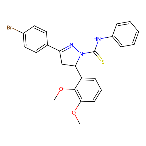3-(4-bromophenyl)-5-(2,3-dimethoxyphenyl)-N-phenyl-4,5-dihydro-1H-pyrazole-1-carbothioamide structure