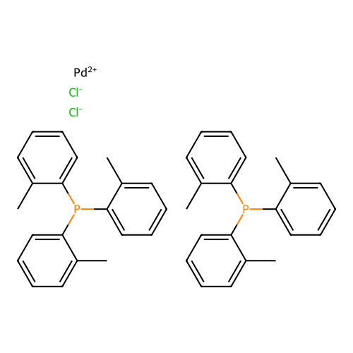 Palladium(2+);tris(2-methylphenyl)phosphane;dichloride structure
