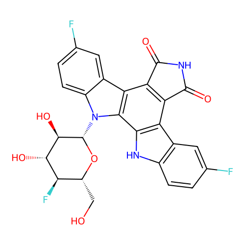 5H-Indolo(2,3-a)pyrrolo(3,4-C)carbazole-5,7(6H)-dione, 12-(4-deoxy-4-fluoro-beta-D-glucopyranosyl)-3,9-difluoro-12,13-dihydro- structure