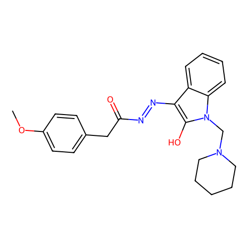 (Z)-2-(4-methoxyphenyl)-N'-(2-oxo-1-(piperidin-1-ylmethyl)indolin-3-ylidene)acetohydrazide structure