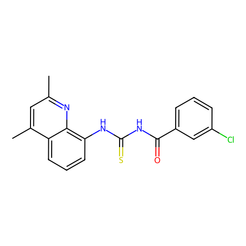 3-chloro-N-[(2,4-dimethylquinolin-8-yl)carbamothioyl]benzamide structure