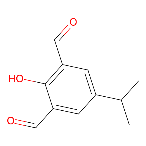 2-Hydroxy-5-propan-2-ylbenzene-1,3-dicarbaldehyde structure