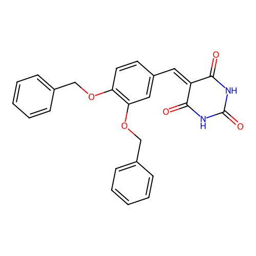 5-[3,4-bis(benzyloxy)benzylidene]pyrimidine-2,4,6(1H,3H,5H)-trione structure