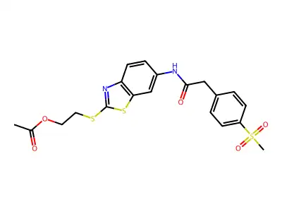 2-[(6-{2-[4-(Methanesulfonyl)phenyl]acetamido}-1,3-benzothiazol-2-yl)sulfanyl]ethyl acetate structure