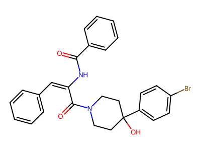 N-(3-(4-(4-Bromophenyl)-4-hydroxypiperidin-1-yl)-3-oxo-1-phenylprop-1-en-2-yl)benzamide structure