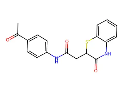 N-(4-acetylphenyl)-2-(3-oxo-3,4-dihydro-2H-1,4-benzothiazin-2-yl)acetamide structure