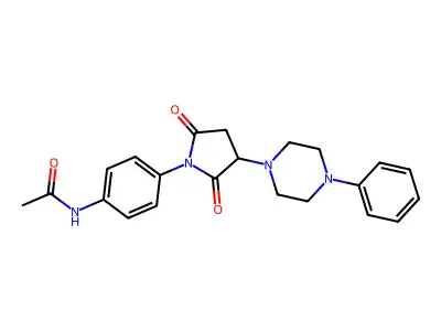 N-{4-[2,5-dioxo-3-(4-phenylpiperazin-1-yl)pyrrolidin-1-yl]phenyl}acetamide structure