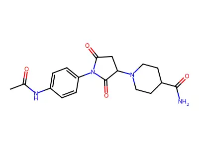 1-{1-[4-(Acetylamino)phenyl]-2,5-dioxopyrrolidin-3-yl}piperidine-4-carboxamide structure