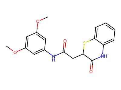 N-(3,5-dimethoxyphenyl)-2-(3-oxo-3,4-dihydro-2H-1,4-benzothiazin-2-yl)acetamide structure