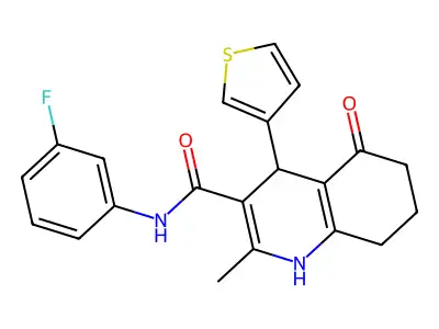 N-(3-F-PH)-2-ME-5-Oxo-4-(3-thienyl)-1,4,5,6,7,8-hexahydro-3-quinolinecarboxamide structure