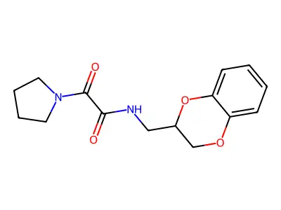 N-(2,3-dihydro-1,4-benzodioxin-3-ylmethyl)-2-oxo-2-pyrrolidin-1-ylacetamide structure