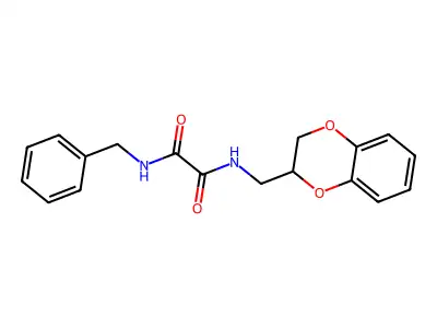 N'-benzyl-N-(2,3-dihydro-1,4-benzodioxin-3-ylmethyl)oxamide structure
