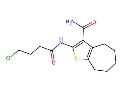 2-[(4-chlorobutanoyl)amino]-5,6,7,8-tetrahydro-4H-cyclohepta[b]thiophene-3-carboxamide structure