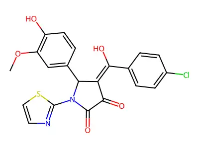 4-(4-chlorobenzoyl)-3-hydroxy-5-(4-hydroxy-3-methoxyphenyl)-1-(1,3-thiazol-2-yl)-2,5-dihydro-1H-pyrrol-2-one structure