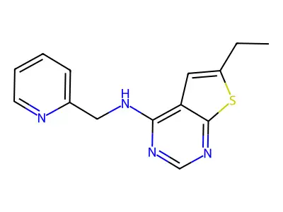 6-ethyl-N-(pyridin-2-ylmethyl)thieno[2,3-d]pyrimidin-4-amine structure