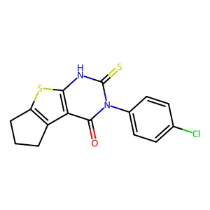 11-(4-Chlorophenyl)-10-sulfanyl-7-thia-9,11-diazatricyclo[6.4.0.0,2,6]dodeca-1(8),2(6),9-trien-12-one structure