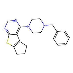 4-(4-benzylpiperazin-1-yl)-6,7-dihydro-5H-cyclopenta[4,5]thieno[2,3-d]pyrimidine structure