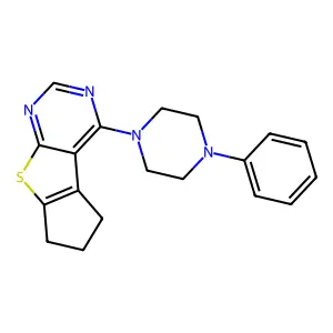 4-(4-phenylpiperazin-1-yl)-6,7-dihydro-5H-cyclopenta[4,5]thieno[2,3-d]pyrimidine structure