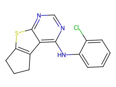 N-(2-chlorophenyl)-6,7-dihydro-5H-cyclopenta[4,5]thieno[2,3-d]pyrimidin-4-amine structure