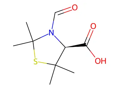 (S)-3-Formyl-2,2,5,5-tetramethylthiazolidine-4-carboxylic acid structure