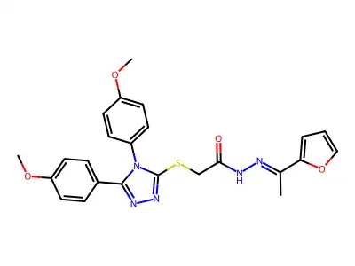 2-[[4,5-bis(4-methoxyphenyl)-1,2,4-triazol-3-yl]sulfanyl]-N-[(Z)-1-(furan-2-yl)ethylideneamino]acetamide structure