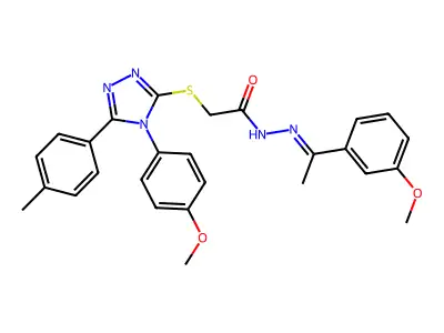 N'-[(1E)-1-(3-methoxyphenyl)ethylidene]-2-{[4-(4-methoxyphenyl)-5-(4-methylphenyl)-4H-1,2,4-triazol-3-yl]sulfanyl}acetohydrazide structure
