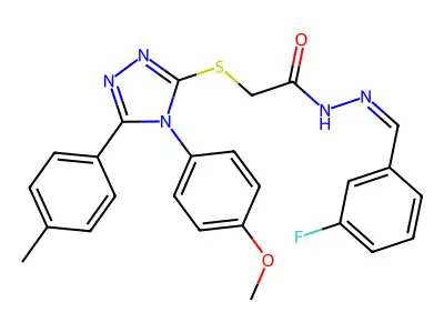 N-[(E)-(3-fluorophenyl)methylideneamino]-2-[[4-(4-methoxyphenyl)-5-(4-methylphenyl)-1,2,4-triazol-3-yl]sulfanyl]acetamide structure