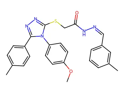 2-[[4-(4-methoxyphenyl)-5-(4-methylphenyl)-1,2,4-triazol-3-yl]sulfanyl]-N-[(E)-(3-methylphenyl)methylideneamino]acetamide structure