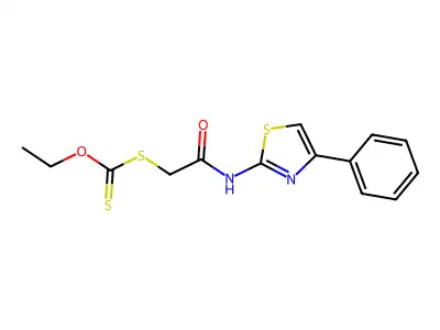 O-Ethyl S-[2-oxo-2-[(4-phenyl-2-thiazolyl)amino]ethyl] carbonodithioate structure