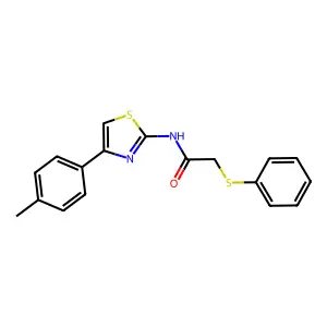 N-[4-(4-methylphenyl)-1,3-thiazol-2-yl]-2-(phenylsulfanyl)acetamide structure