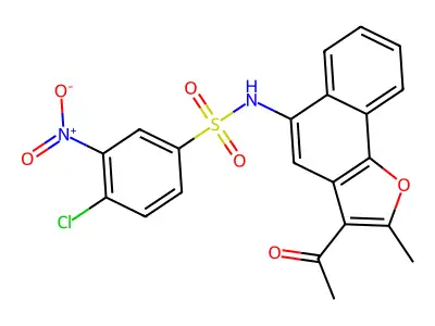 N-(3-acetyl-2-methylnaphtho[1,2-b]furan-5-yl)-4-chloro-3-nitrobenzenesulfonamide structure