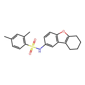 2,4-dimethyl-N-(6,7,8,9-tetrahydrodibenzofuran-2-yl)benzenesulfonamide structure