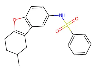 N-(8-methyl-6,7,8,9-tetrahydrodibenzofuran-2-yl)benzenesulfonamide structure