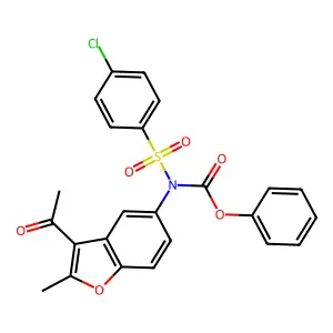 Phenyl (3-acetyl-2-methylbenzofuran-5-yl)((4-chlorophenyl)sulfonyl)carbamate structure