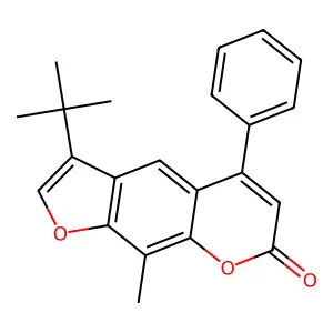 3-tert-butyl-9-methyl-5-phenyl-7H-furo[3,2-g]chromen-7-one structure