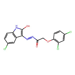 5-Chloro-3-(2-(2,4-dichlorophenoxy)acetylhydrazidyl)-2-oxoindoline structure