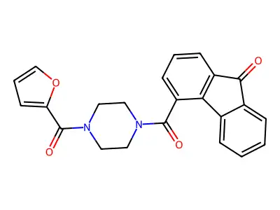 4-{[4-(furan-2-ylcarbonyl)piperazin-1-yl]carbonyl}-9H-fluoren-9-one structure