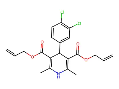 3,5-bis(prop-2-en-1-yl) 4-(3,4-dichlorophenyl)-2,6-dimethyl-1,4-dihydropyridine-3,5-dicarboxylate structure