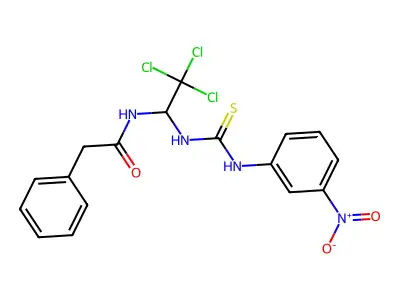N-[2,2,2-Trichloro-1-[[[(3-nitrophenyl)amino]thioxomethyl]amino]ethyl]benzeneacetamide structure