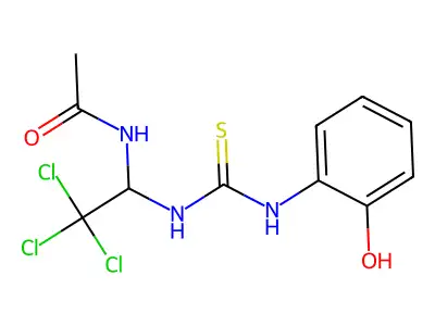 N-[2,2,2-trichloro-1-[(2-hydroxyphenyl)carbamothioylamino]ethyl]acetamide structure