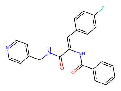 N-{2-(4-Fluoro-phenyl)-1-[(pyridin-4-ylmethyl)-carbamoyl]-vinyl}-benzamide structure