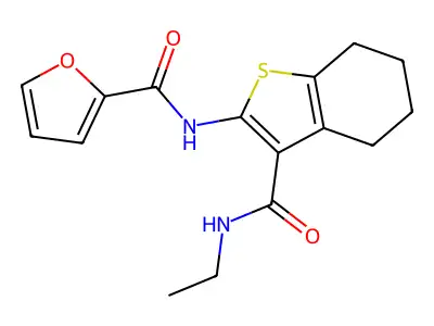 N-[3-(ethylcarbamoyl)-4,5,6,7-tetrahydro-1-benzothiophen-2-yl]furan-2-carboxamide structure