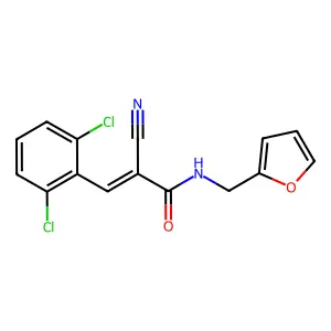 (E)-2-cyano-3-(2,6-dichlorophenyl)-N-(furan-2-ylmethyl)prop-2-enamide structure