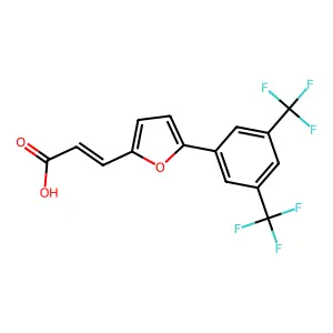 3-[5-[3,5-Bis(trifluoromethyl)phenyl]furan-2-yl]prop-2-enoic acid structure