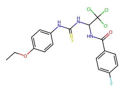 4-fluoro-N-(2,2,2-trichloro-1-{[(4-ethoxyanilino)carbothioyl]amino}ethyl)benzamide structure