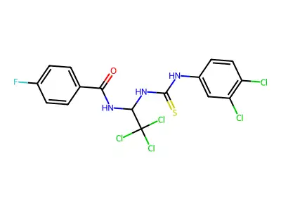 4-fluoro-N-(2,2,2-trichloro-1-{[(3,4-dichloroanilino)carbothioyl]amino}ethyl)benzamide structure