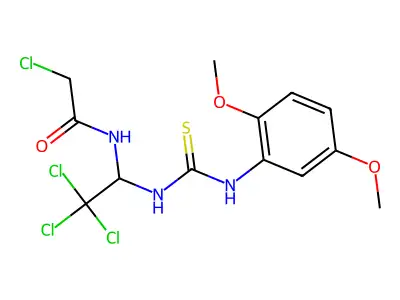 2-CL-N-(2,2,2-Trichloro-1-(((2,5-dimethoxyanilino)carbothioyl)amino)ET)acetamide structure